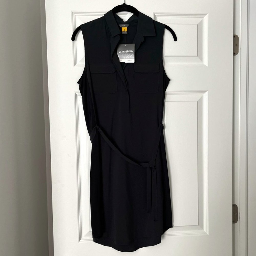 NWT Eddie Bauer Black Button Sleeveless Dress Size XS